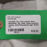Hvy Full Leather Seat Breeches *gc, older, seam puckers, stains, dirty?discolored legs
