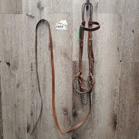 Rolled Leather Gaited In Hand Show Halter, Lead Shank, Chain Nose *gc, clean, older, edge rubs, stains, rubs
