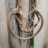 Rolled Leather Gaited In Hand Show Halter, Lead Shank, Chain Nose *gc, clean, older, edge rubs, stains, rubs
