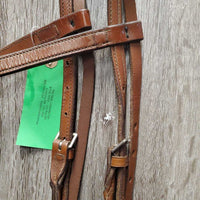Rolled Leather Gaited In Hand Show Halter, Lead Shank, Chain Nose *gc, clean, older, edge rubs, stains, rubs
