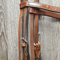 Rolled Leather Gaited In Hand Show Halter, Lead Shank, Chain Nose *gc, clean, older, edge rubs, stains, rubs
