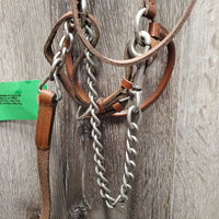 Rolled Leather Gaited In Hand Show Halter, Lead Shank, Chain Nose *gc, clean, older, edge rubs, stains, rubs
