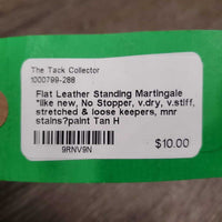 Flat Leather Standing Martingale *like new, No Stopper, v.dry, v.stiff, stretched & loose keepers, mnr stains?paint
