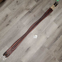 Narrow Padded Leather Girth, els *gc, dry, stiff, faded, dirt, stiff, scratches, scrapes, older
