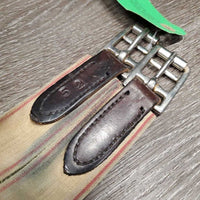 Narrow Padded Leather Girth, els *gc, dry, stiff, faded, dirt, stiff, scratches, scrapes, older
