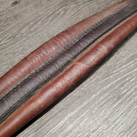 Narrow Padded Leather Girth, els *gc, dry, stiff, faded, dirt, stiff, scratches, scrapes, older

