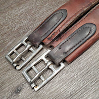 Narrow Padded Leather Girth, els *gc, dry, stiff, faded, dirt, stiff, scratches, scrapes, older
