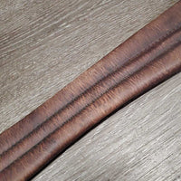 Narrow Padded Leather Girth, els *gc, dry, stiff, faded, dirt, stiff, scratches, scrapes, older

