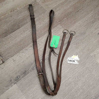 Flat Leather Running Martingale *No Stopper, stretched, gc, fair, dry, dirt, xholes, older, rusty, crackles

