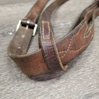 Flat Leather Running Martingale *No Stopper, stretched, gc, fair, dry, dirt, xholes, older, rusty, crackles
