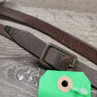 Flat Leather Running Martingale *No Stopper, stretched, gc, fair, dry, dirt, xholes, older, rusty, crackles
