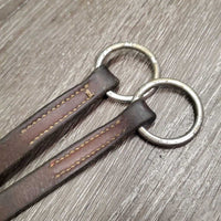 Flat Leather Running Martingale *No Stopper, stretched, gc, fair, dry, dirt, xholes, older, rusty, crackles
