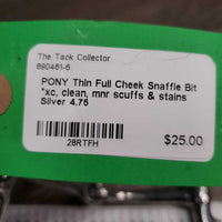 PONY Thin Full Cheek Snaffle Bit *xc, clean, mnr scuffs & stains
