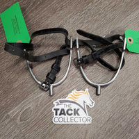 POW Spurs, Narrow Leather Spur Straps *gc, v.rubbed, peeled, scratches, widened, clean
