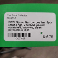 POW Spurs, Narrow Leather Spur Straps *gc, v.rubbed, peeled, scratches, widened, clean
