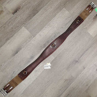 Padded Leather Girth, 2x els *gc, mnr stretched, dirt & hair, older, creases?cracks