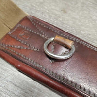 Padded Leather Girth, 2x els *gc, mnr stretched, dirt & hair, older, creases?cracks