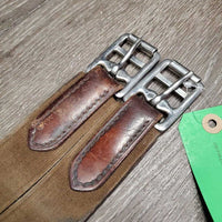 Padded Leather Girth, 2x els *gc, mnr stretched, dirt & hair, older, creases?cracks

