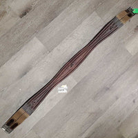 Padded Leather Girth, 2x els *gc, mnr stretched, dirt & hair, older, creases?cracks
