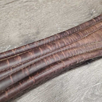 Padded Leather Girth, 2x els *gc, mnr stretched, dirt & hair, older, creases?cracks
