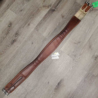 Narrow Thick Padded Leather Girth, els *vgc, mnr hair, dirt, scuffs & gunk
