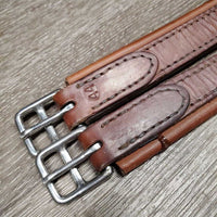 Narrow Thick Padded Leather Girth, els *vgc, mnr hair, dirt, scuffs & gunk
