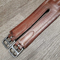 Narrow Thick Padded Leather Girth, els *vgc, mnr hair, dirt, scuffs & gunk
