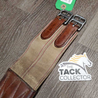 Narrow Thick Padded Leather Girth, els *vgc, mnr hair, dirt, scuffs & gunk

