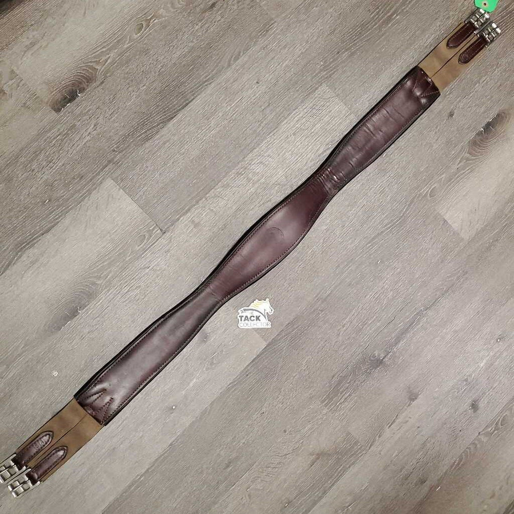 Leather Girth, 2x els *vgc, clean, mnr hair, dirt, scuffs, residue & paint?