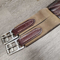 Leather Girth, 2x els *vgc, clean, mnr hair, dirt, scuffs, residue & paint?