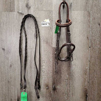 Vespucci Rsd Padded Bridle, Buckles, Braided Reins *gc, mismatched, clean, rubs, dusty, scrapes, faded, xholes, twisted reins
