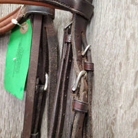 Vespucci Rsd Padded Bridle, Buckles, Braided Reins *gc, mismatched, clean, rubs, dusty, scrapes, faded, xholes, twisted reins
