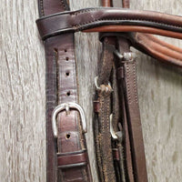 Vespucci Rsd Padded Bridle, Buckles, Braided Reins *gc, mismatched, clean, rubs, dusty, scrapes, faded, xholes, twisted reins
