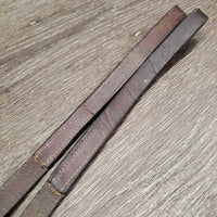 Pr Leather Draw Reins, Leather Loop Ends *gc, clean, stiff, bent, creases, mnr film?residue
