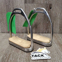 Fine Hvy Stirrup Irons, grips *gc, clean, stains, residue, scratches, scuffs, v.rubbed & ripping grips
