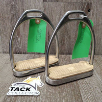 Fine Hvy Stirrup Irons, grips *gc, clean, stains, residue, scratches, scuffs, v.rubbed & ripping grips
