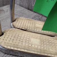 Fine Hvy Stirrup Irons, grips *gc, clean, stains, residue, scratches, scuffs, v.rubbed & ripping grips

