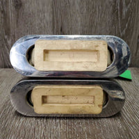 Fine Hvy Stirrup Irons, grips *gc, clean, stains, residue, scratches, scuffs, v.rubbed & ripping grips
