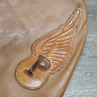 Smooth Leather Chinks, Long Fringe, Tooled Waist, buckles, "A P" *vgc, rubs, scrapes, mnr peeled, mnr dust & inner stains