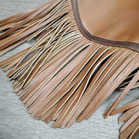 Smooth Leather Chinks, Long Fringe, Tooled Waist, buckles, "A P" *vgc, rubs, scrapes, mnr peeled, mnr dust & inner stains
