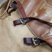 Smooth Leather Chinks, Long Fringe, Tooled Waist, buckles, "A P" *vgc, rubs, scrapes, mnr peeled, mnr dust & inner stains