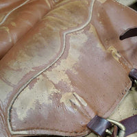 Smooth Leather Chinks, Long Fringe, Tooled Waist, buckles, "A P" *vgc, rubs, scrapes, mnr peeled, mnr dust & inner stains
