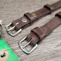 2 Leather Cheek Pieces *gc, mismatched buckles & lengths, clean, dry, 1 repaired
