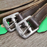 v.Thick Nylon Lined Stirrup Leathers *gc/fair, rubs, dents, dry, stiff, twists, scrapes, xtra holes, undone stitching
