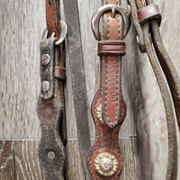 Soft Western Headstall, Conchos, 2 Screws *gc, dirty, stained, loose keepers
