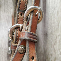 Soft Western Headstall, Conchos, 2 Screws *gc, dirty, stained, loose keepers
