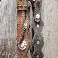 Soft Western Headstall, Conchos, 2 Screws *gc, dirty, stained, loose keepers
