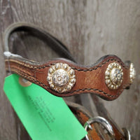 Soft Western Headstall, Conchos, 2 Screws *gc, dirty, stained, loose keepers
