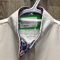 SS Show Shirt, 1/4 Snap up, snap collar *vgc, mnr stains, shrunk?