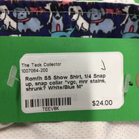 SS Show Shirt, 1/4 Snap up, snap collar *vgc, mnr stains, shrunk?